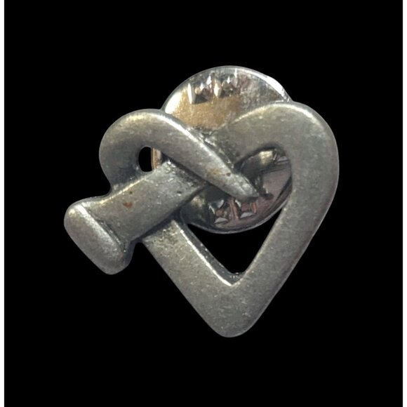 CTA Twisted Nail Heart Silver Tone Lapel Pin - Picture 2 of 8